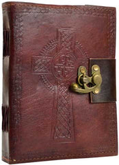 6" x 8" Celtic Cross leather blank book w/ latch