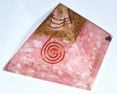 70mm Orgone Rose Quartz & Quartz Point pyramid