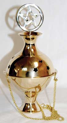 Pentagram Crowned hanging brass censer
